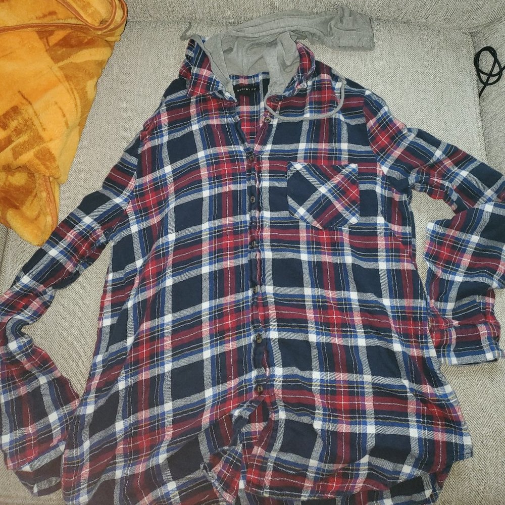 plad long sleep shirt with hoodie